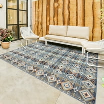 Gertmenian Sierra Kenna Modern Geometric Blue Outdoor Area Rug, 6x9