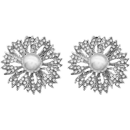 XIATIAN 2 Pcs Women Jewelry Decorative Shoe Clips Rhinestones Decorations Charms Shoe Buckle Flowers Jewelry for Craft Wedding Bridal Shoe (Silver)