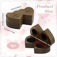 thumbnail image 2 of Caja de madera para dos anillos, para el Sr. y la Sra., con forma de corazón, rústica, grabada, con interior de terciopelo negro., 2 of 6
