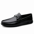 thumbnail image 3 of Men's Casual Loafers Slip On Leather Shoes Comfortable Lightweight Driving Shoes Male Moccasins Classic Penny Loafer Flats Boat Shoes Outdoor Walking Shoes, 3 of 12