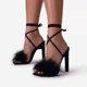 thumbnail image 1 of Sandalias de mujer, verano 2022, punta cuadrada, tacones peludos, zapatos de mujer, fiesta, cordones, correa en el tobillo, nuevas sandalias de moda para mujer37 Gao Jinjia LED, 1 of 2