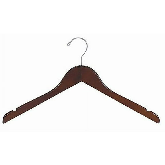 Flat Wooden Dress Hanger (Walnut & Chrome)