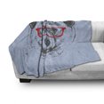 thumbnail image 2 of Hipster Soft Flannel Fleece Throw Blanket, Whimsical Grunge Portrait of a Polar Bear with Glasses, Cozy Plush for Indoor and Outdoor Use, 50" x 70", Ceil Blue Vermilion, by Ambesonne, 2 of 5