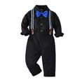 thumbnail image 5 of RUTAYY Children Boys Outfit Sets Long Sleeve Stand Collar Solid Color Shirt Tops Suspenders Pants with Pocket Gentleman Outfits Casual Daily Wear, 5 of 6