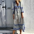 thumbnail image 2 of Patlollav Bohemian Dresses Women Fashion Casual Diurnal Boho V-Neck Floral Printed Holiday Long Dress, 2 of 6