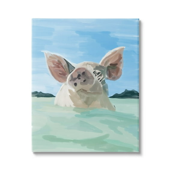 Stupell Industries Abstract Pig Swimming Animal Animals & Insects Painting Gallery Wrapped Canvas Print Wall Art
