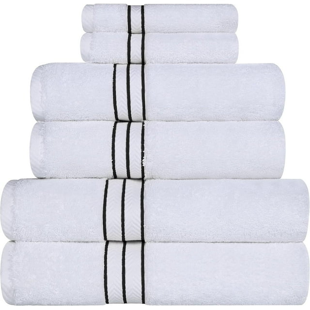 Juego de 8 Piezas de Alta Calidad, 2 baños, Manos, 4 paños de Lavado, algodón Hilado en Anillo, Toallas Altamente absorbentes para baño, Gimnasio, Hotel y SPA, (2) 27 x 54
