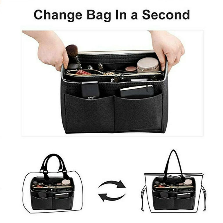 Felt Handbag Insert - 2 in 1 Sturdy Purse Insert Organizer Bag in