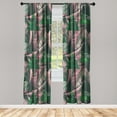 thumbnail image 3 of Ambesonne Tropical Curtains, Palm Leaves Exotic Garden, Pair of 28"x63", Emerald Pink and Green, 3 of 5