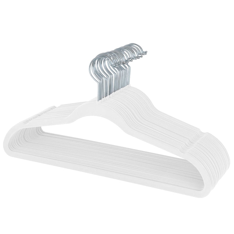 Simplify 25-Pack Slim Velvet Plastic Clothes Hangers, White photo 1