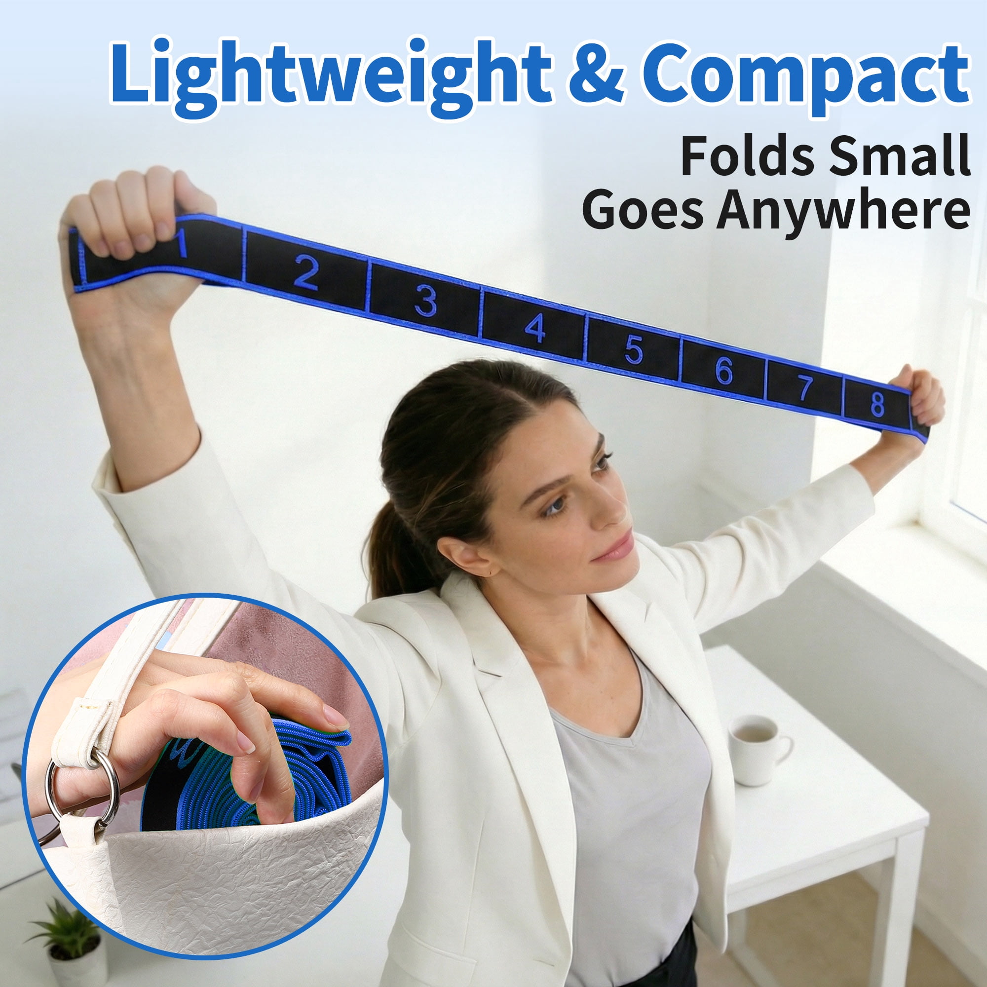 Unique Bargains Stretch Strap for Yoga Stretching with 8 Loops for Stretching  Blue