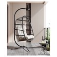 Rattan Hanging Egg Chair with Stand, Comfort Outdoor Swing Chairs with