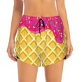 thumbnail image 2 of Balery Red Ice Cream Pattern Women's Running Shorts with Liner 2 Pockets Elastic Workout Athletic Gym Yoga Shorts-Small, 2 of 7