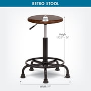 Studio Designs Wood and Metal Home or Art Studio Swivel and Height Adjustable Stool, Rustic Oak
