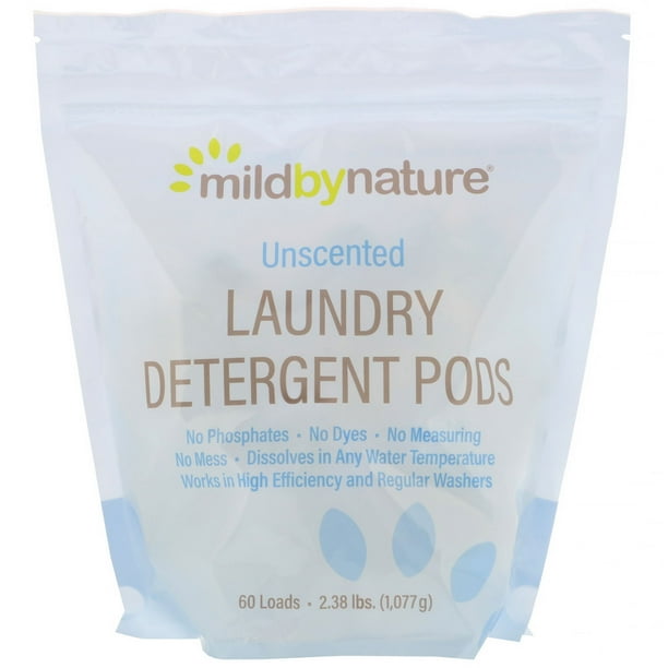 Mild By Nature Laundry Detergent Pods, Unscented, 60 Loads, 2.38 lbs