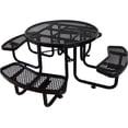 thumbnail image 3 of JERFIT 46 Inch Round Outdoor Picnic Table Set with Umbrella Hole, 4-Bench Seating, All-Weather Black Steel for Patio Garden Backyard, 3 of 7