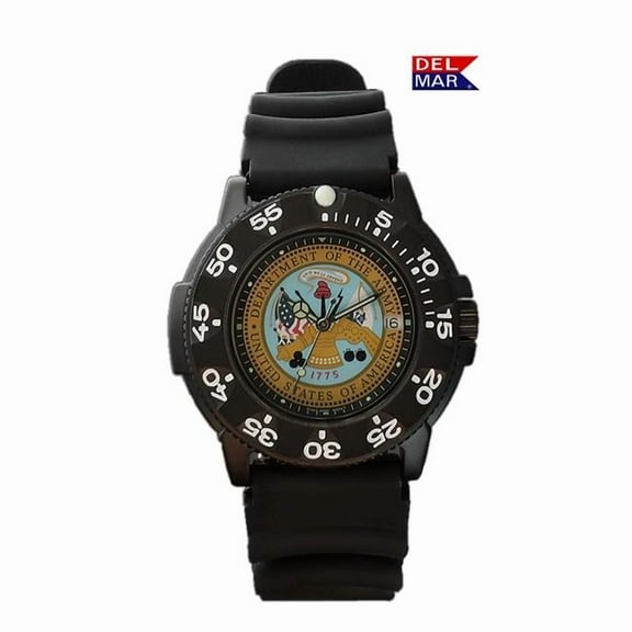 Del Mar Watches 50521 Del Mar Men's Army Military Watch, Stainless Steel Case, Black Strap 1