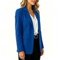 thumbnail image 6 of yeiolnoer Women's Blazers Business Casual Long Sleeve Shirts Button Front Suit Jacket with Pocket for Office(Blue,X-Large), 6 of 7