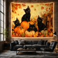 thumbnail image 6 of Kittens Bright Eyes with Posed Among Pumpkins Foliage, Playful Illustration for Cat Lovers, Animal Wall Decor, Halloween Gift, Tapestry Wall Hanging for Bedroom and Dorm, 6 of 7