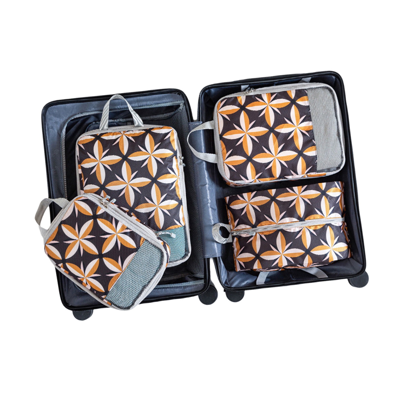Set of 4 Travel Organizers Packing Bags Stylish Printing Travel Organizers Cubes For Clothes And Accessories
