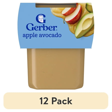 (12 pack) Gerber 2nd Foods, Apple Avocado Baby Food, 4 oz Tubs (2 Pack)