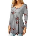 thumbnail image 3 of GORHGORH Women's Floral Print Round Neck Long Sleeve Button Casual Tunic T-Shirt Tops, 3 of 4