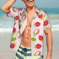 thumbnail image 5 of Lsque Hand Drawn Strawberry pattern Hawaiian Shirt for Men, Unisex Summer Beach Casual Short Sleeve Button Down Shirts-Small, 5 of 9