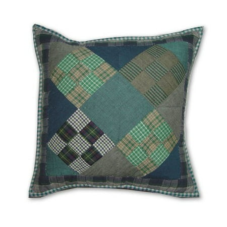 Patch Magic Chambray Nine Patch Cotton Throw Pillow