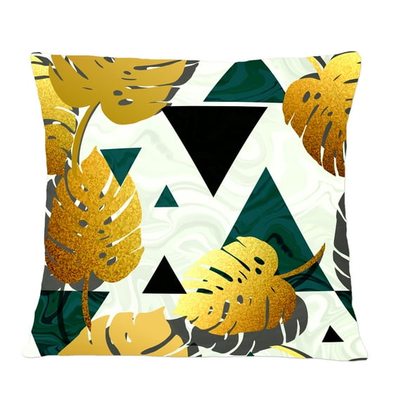 Designart Golden Foliage V' Mid-Century Modern Throw Pillow - 12x20