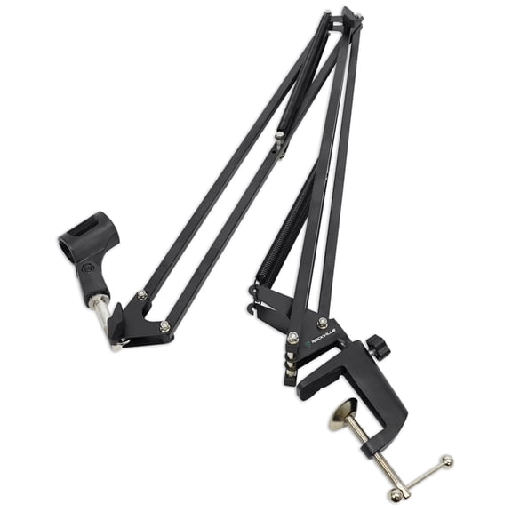 Rockville DMS40 40-Inch Studio Microphone Boom Arm Stand, Aluminum Desk Clamp, 360 degree Rotation, Steel Frame, ABS Mic Clip, for Podcasting and Streaming