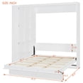 thumbnail image 5 of Queen Size Murphy Bed with Shelves and Wardrobe, Space Saving Wall Bed Cabinet with LED Lights, Foldable Platform Bed Frame for Small Apartments, White, 5 of 8