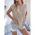 thumbnail image 6 of Women Round Neck Sweater Vest Sleeveless Summer Casual Shirts Knit Tank Top Khaki XL, 6 of 9