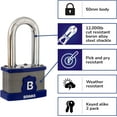 thumbnail image 4 of Brinks 50mm Laminated Steel Padlock with 2in Boron Shackle, 4 of 9