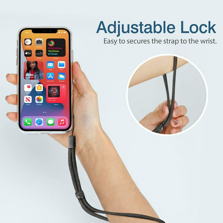 Hand Wrist Strap Lanyard, Adjustable Nylon Wristlet Straps Keychain String  for Cell Phone Case Holder, Camera, Key, GoPro, USB Drive, Ski Glove,Long  black，G181386 