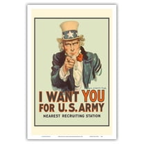 I Want You for U.S. Army - WWI - Uncle Sam - Vintage War Poster by James Montgomery Flagg c.1978 - Master Art Print (Unframed) 12in x 18in