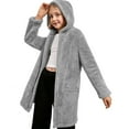thumbnail image 5 of Jinhomg Girls Fuzzy Fleece Jacket Fall Winter Faux Fur Coat Sherpa Jacket Casual Loose Open Front Cardigan Outerwear with Pockets 12-13 Years, 5 of 7