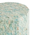 thumbnail image 6 of DecMode Blue Mother of Pearl Shell Drum Handmade Mosaic Inlay Side End Accent Table, 13" x 13" x 19", 6 of 14
