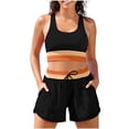 thumbnail image 2 of Women's Sporty Two Piece Swimsuits Color Block Crop Tank Tops Boyshorts Bottom Athletic Full Coverage Bathing Suit, M, 2 of 8