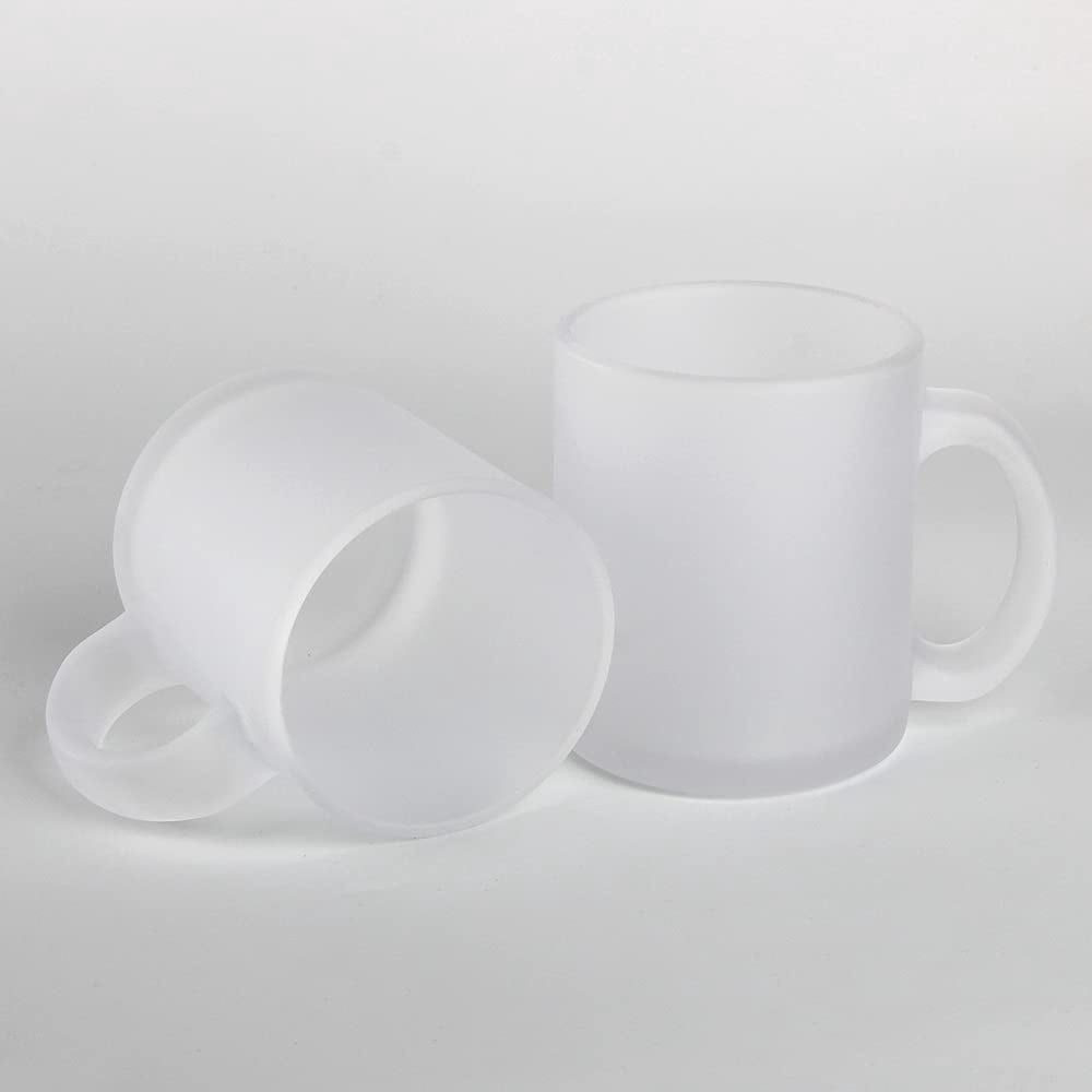 MR.R 11oz Set of 6 Sublimation Blanks Frosted Glass Mug,Coffee Mugs with Handle for Heat Thermal Coating Transfer