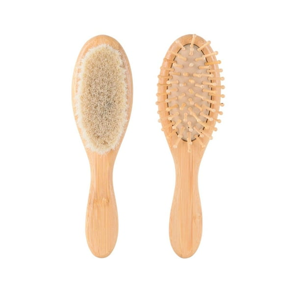 2Pcs Comb Set Infant Hairbrush Bamboo Prevents Entangled Massage Wooden Shower Registry Gift Baby Hair Brush Hair Comb for Toddlers
