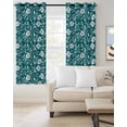 thumbnail image 2 of Green White Floral Kitchen Curtains Farmhouse Retro Botanical Leaves Cafe Short Curtains for Bathroom Blackout Window Curtain Grommet Small Window Treatment Drapes for Bedroom Living Room 27.5"x39"x2, 2 of 9
