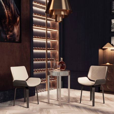 (Set of 2) Mid-Century Modern Dining Chair - 360° Swivel PU Leather Upholstery Ergonomic Design for Kitchen Office & Dining Room