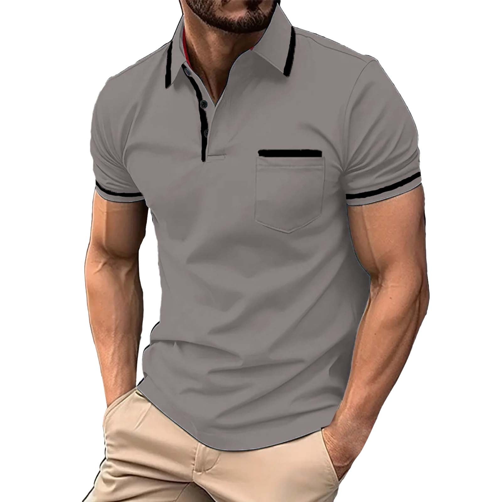 Clearance!Uooqdmx Polo Shirts for Men Mens Dress Shirts Fashion