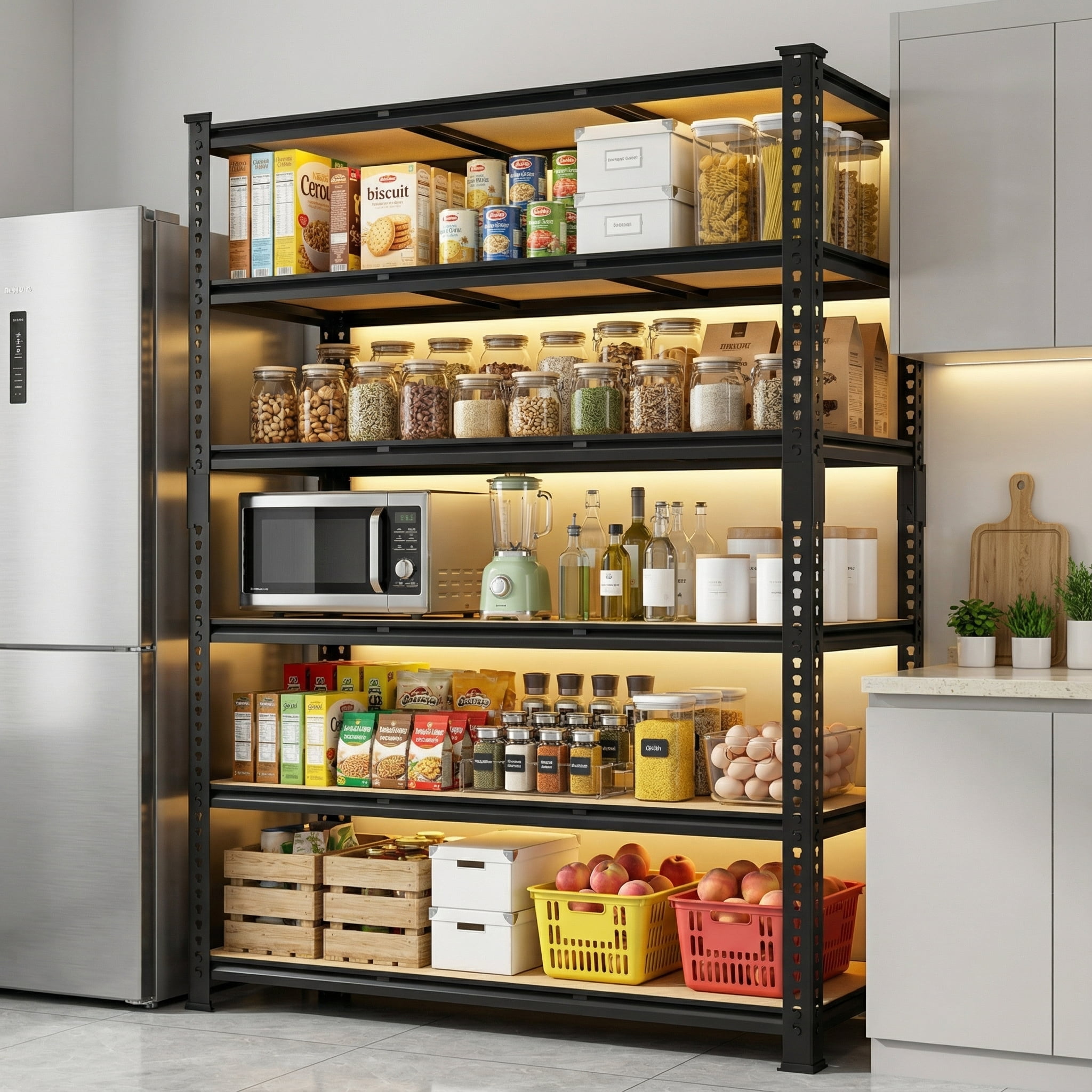 TrumanPick 3250LBS Garage Shelving Heavy Duty Storage Racks, 5 Tier Adjustable Metal Shelves for Storage, 48"W x 24"D x 72"H Shelving Rack for Garage Pantry Kitchen