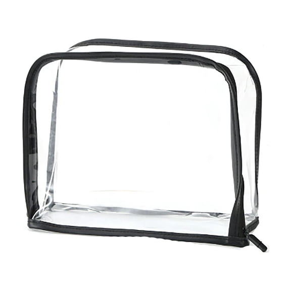 Stand Up Clear Zipper Storage Bag Transparent Makeup Organizer, White 24.5cm PU, Sturdy See Through Pouch for Cosmetics and Travel Essentials