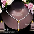 thumbnail image 6 of Classy Yellow CZ Long Drop Square Necklace Earrings Bridal Wedding Jewelry Set, 6 of 9