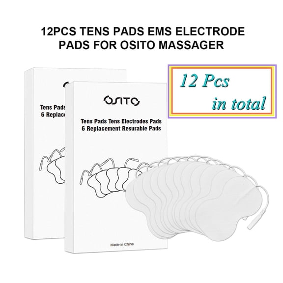 OSITO Replacement TENS Pads, Gel Sheet With 2mm Pin Connector For TENS Unit EMS Massager (12 PCS)