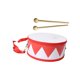 thumbnail image 5 of Tambor de mano de doble cara, juguete Montessori de percusión, bloques de madera, bombo, tambor de jazz rojo blanco, 5 of 9