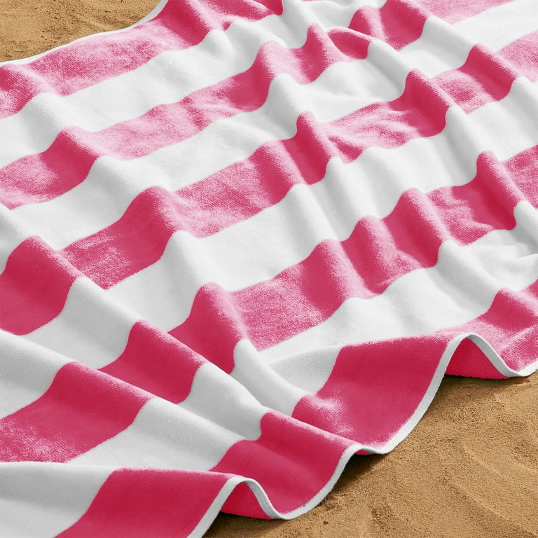 Pink striped beach deals towel