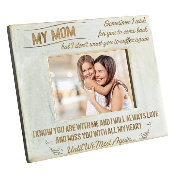 K KENON Engraved Wooden Frame for Mom, Personalized Natural Wood Picture Frame, Natural Ebony Customized Wood Frame Mother's Day Christmas Birthday Gift For Mom